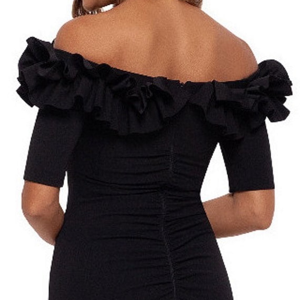 Xscape Elegant Black Midi Dress NWT Size 18W Off-Shoulder
